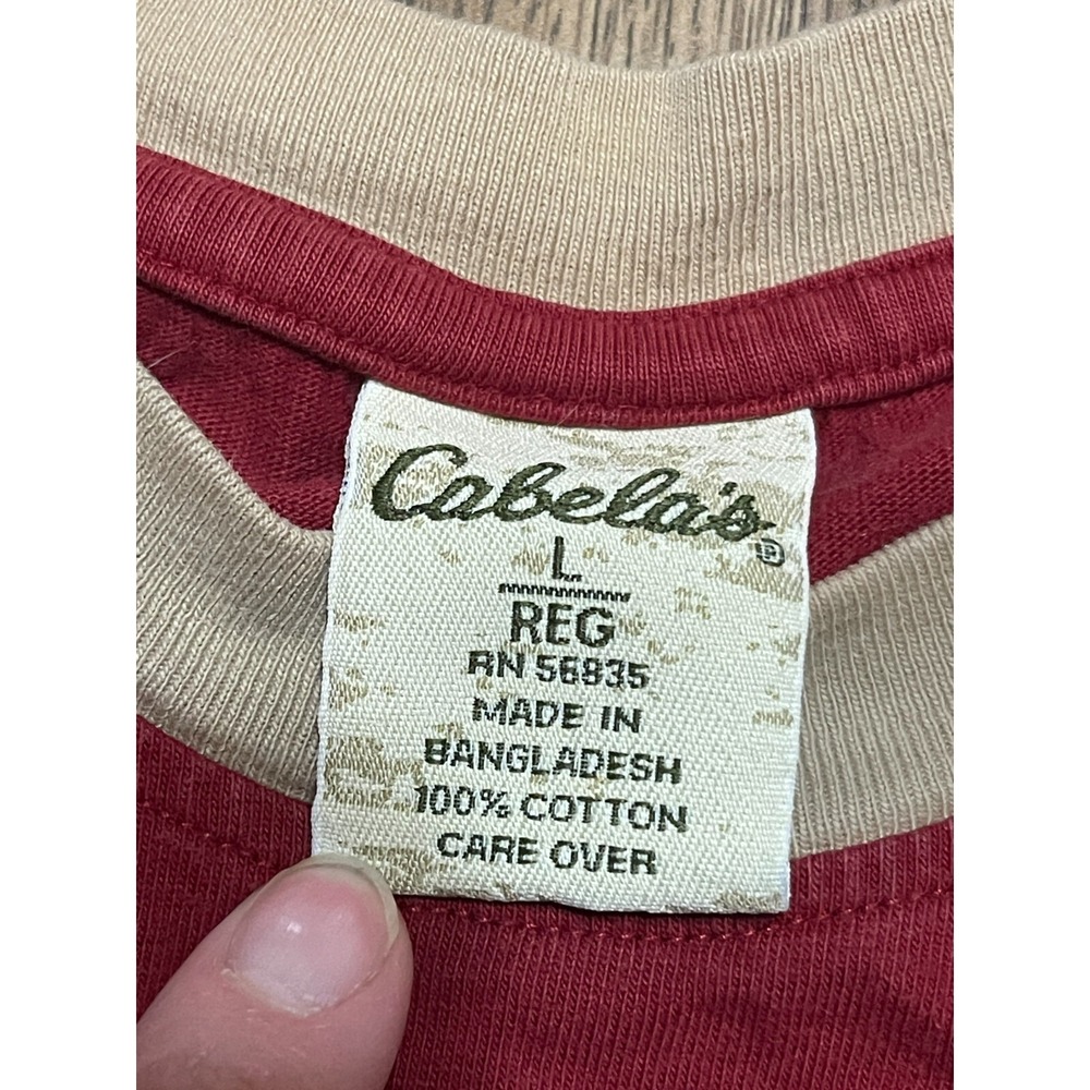 Cabela's Shirt, Men's Size Large, Red, Logo, Short Sleeve, Crew Neck - Picture 7 of 10